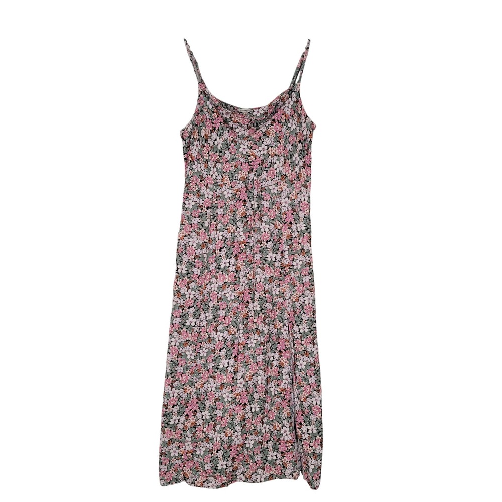 American Eagle Midi Dress Womens XL Pink Floral Adjustable Strap Side Slit boho
